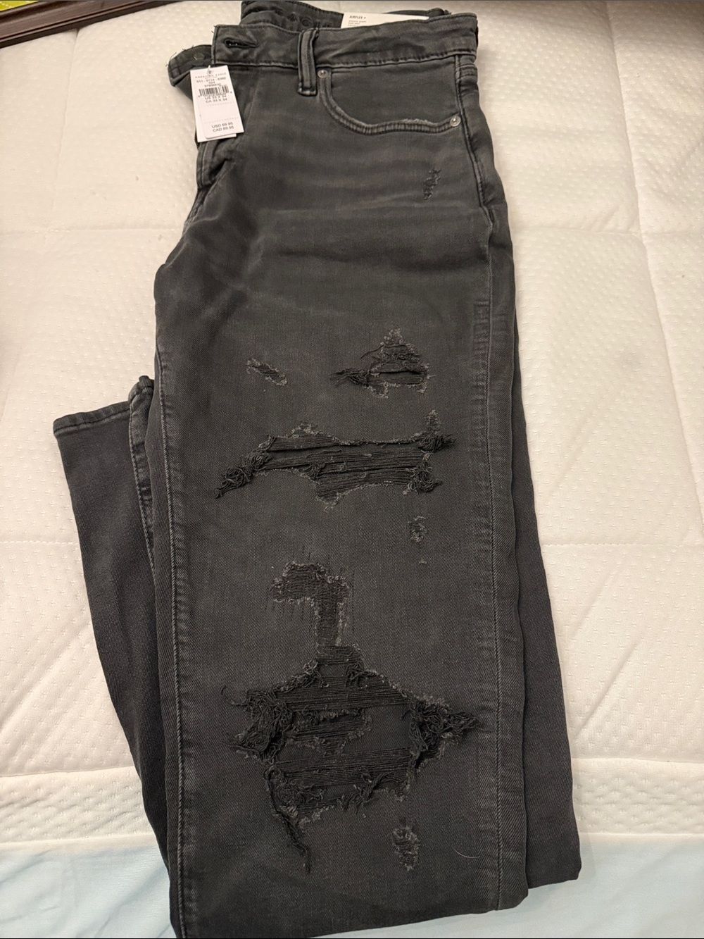 American Eagle Outfitters Men’s Slim Ripped Jeans - Charcoal Gray